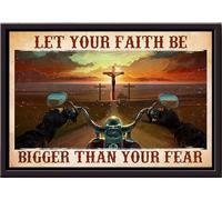 YAASIMOULE Motorcycle Let Your Faith Be Bigger Than Fear Poster Framed Matte Canvas