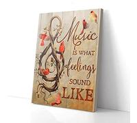 YAASIMOULE Music Is What Feelings Sound Like Cardinal Canvas Wall Art