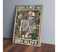 YAASIMOULE Music Make Me Feel Alive Skull With Music Canvas Prints Wall Art