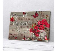 YAASIMOULE My Mind Still Talk To You Heaven Poinsettia Butterflies Canvas Prints Wall Art