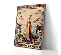 YAASIMOULE My Religion Is Kindness Dragonfly Yoga Canvas Prints Wall Art
