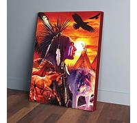 YAASIMOULE Native American Life With Animals Canvas Prints Wall Art