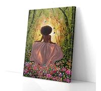 YAASIMOULE Natural Forest Princess Angel Black Women Vertical Canvas Prints
