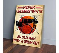YAASIMOULE Never Underestimate An Old Man With A Drum Set Canvas Prints