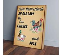 YAASIMOULE Never Underestimated An Old Lady Who Loves Chicken And Duck Farming Canvas Prints Wall Art