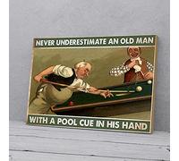 YAASIMOULE Never Underestimated An Old Man With A Pool Cue In His Hand Billiard Canvas Prints Wall Art