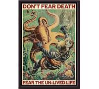 YAASIMOULE Octopus Fighting Diving Dont Fear Death Poster Framed Matte Canvas