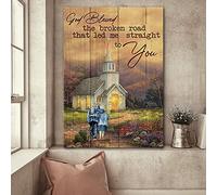 YAASIMOULE Old couple God blessed the broken road Couple Portrait Canvas Print Wall Art