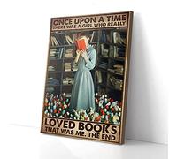YAASIMOULE Once Upon A Time There Was A Girl Loved Books Girl Reading Book Canvas Prints Wall Art