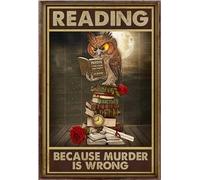 YAASIMOULE Owl Reading Because Murder Is Wrong Book Poster