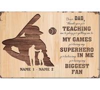YAASIMOULE Personalized Baseball Poster & Canvas Dear Dad Thank You For Teaching Wall Art Home Decor Father's Day Birthday Gift Men Husband