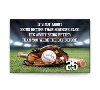 YAASIMOULE Personalized Baseball Poster & Canvas It's Not About Being Better Wall Art Custom Name Number Home Decor For Son Boy From Mom