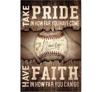 YAASIMOULE Personalized Baseball Poster & Canvas Take Pride In How Far You've Come Inspirational Wall Art Custom Name Home Decor For Son Boy