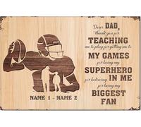YAASIMOULE Personalized Football Poster & Canvas Dear Dad Thank You For Teaching Wall Art Home Decor Father's Day Birthday Gift Men Husband