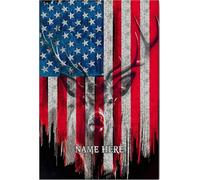 YAASIMOULE Personalized Hunting Poster & Canvas American Flag Deer Vintage Wall Art Custom Name Home Decor For Hunter Lovers