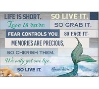 YAASIMOULE Personalized Mermaid Poster & Canvas Life Inspirational Quotes Beach Shell Themed Blue Ocean Animal Wall Art Custom Name Home Decor