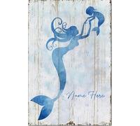 YAASIMOULE Personalized Mermaid Poster & Canvas Mother and Baby Wall Art Custom Name Home Decor Mother's Day Birthday Gift For Women Mom Daughter