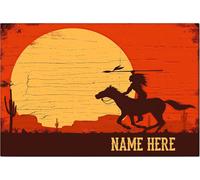 YAASIMOULE Personalized Native Poster & Canvas Indian Wall American Riding Horseback Spear Art Custom Name Home Decor