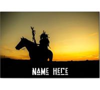 YAASIMOULE Personalized Native Poster & Canvas Indian Wall Riding A Horse Spear Art Custom Name Home Decor