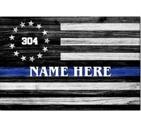 YAASIMOULE Personalized Police Poster & Canvas Thin Blue Line Flag Wall Art Custom Name Home Decor For Policeman Law Enforcement