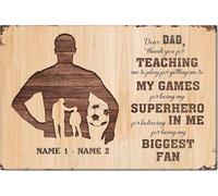 YAASIMOULE Personalized Soccer Poster & Canvas Dear Dad Thank You For Teaching Wall Art Home Decor Father's Day Birthday Gift Men Husband