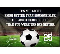 YAASIMOULE Personalized Soccer Poster & Canvas It's Not About Being Better Wall Art Custom Name Number Home Decor For Son Boy From Mom Dad