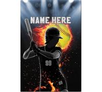 YAASIMOULE Personalized Softball Poster & Canvas Fire Player Wall Art Number Home Decor Birthday Gift For Girl Daughter From Mom Dad