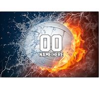 YAASIMOULE Personalized Volleyball Poster & Canvas Fire and Water Wall Art Custom Name Number Home Decor For Girlfriend Daughter