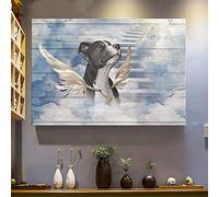 YAASIMOULE Pit bull My best friend My angel Dog Landscape Canvas Print Wall Art