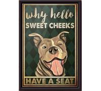 YAASIMOULE Pitbull Why Hello Sweet Cheeks Have A Seat Poster Framed Matte Canvas