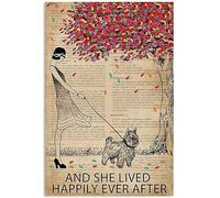 YAASIMOULE Poster All And She Live Happily Ever After Dictionary Tree Yorkshire Terrier Funny Present for Dog Lover Portrait