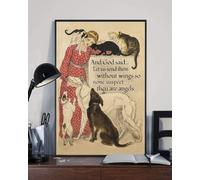 YAASIMOULE Poster And God Said Let Us Send Them Without Wings So None Suspect They Are Angels Girl With Cats And Dogs
