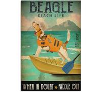 YAASIMOULE Poster Beagle Beach Life When In Doubt Paddle Out Pet Love Quote Funny Wall Art Home Decor
