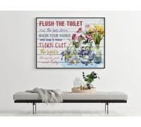 YAASIMOULE Poster Beautiful Bathroom Flush The Toilet Always Be Neat And Tidy Wall Art Home Decor
