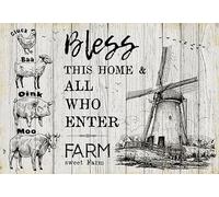 YAASIMOULE Poster Beautiful Bless This Home And All Who Enter With Mindwill Farm Animals Wall Art Decor HAH