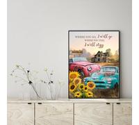 YAASIMOULE Poster Custom Location Couple Trucks Where You Go I Will Stay Wall Art Home Decor