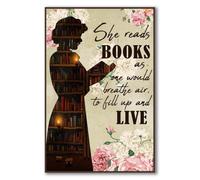 YAASIMOULE Poster d She Reads Books As One Would Breathe Air To Fill Up And Live Wall Art Decor
