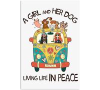 YAASIMOULE Poster Girl And Her Dog Living Life In Piece Hippie Car Vintage Wall Art Home Decor ANP237
