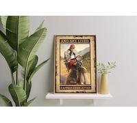 YAASIMOULE Poster Girl with Her Motorcycle On Beach and She Lived Happily Ever After Wall Art Home Decor