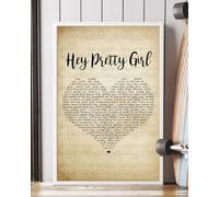 YAASIMOULE Poster Hey Pretty Girl Song Lyrics Portrait Wall Art Home Decor