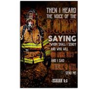 YAASIMOULE Poster I Heard Voice Of Lord Firefighter Proud Occupation Quote 2 Yellow Wall Art Home Decor