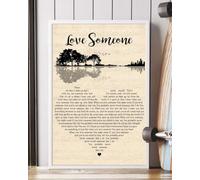 YAASIMOULE Poster Love Someone Song Lyrics Guitar Heart Portrait Wall Art Home Decor