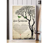 YAASIMOULE Poster Love Someone Song Lyrics Heart Tree Birds Wall Art Home Decor