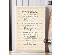 YAASIMOULE Poster Never Gonna Give You Up Song Lyrics Portrait Wall Art Home Decor