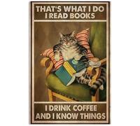 YAASIMOULE Poster Purple Wall Thats What I Do Read Book Drink Coffee Know Things Cat Art Home Decor