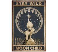 YAASIMOULE Poster Stay Wild Moon Child Girl Woman Star Phase Spiritual Pattern Minimal Wall Art Home Decor