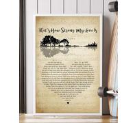 YAASIMOULE Poster That's How Strongly My Love Is Song Lyrics Guitar Heart Vintage Portrait Wall Art Home Decor