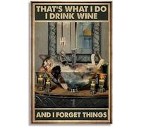 YAASIMOULE Poster Thats What I Do Drink Wine Forget Things Drunk Black White Cat Funny Wall Art Home Decor