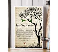 YAASIMOULE Poster There Goes My Life Song Lyrics Heart Tree Birds Wall Art Home Decor