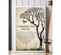 YAASIMOULE Poster To Make You Feel My Love Song Lyrics Heart Tree Birds Wall Art Home Decor